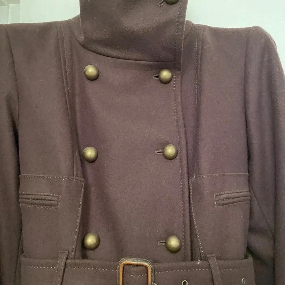 BCBGMaxAzria Brown Wool Women's Long Coat - Picture 2 of 12